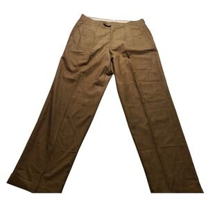 Zandello La Collezioni Men's 36x31 Brown Windowpane Plaid Pleated Cuffed Pants